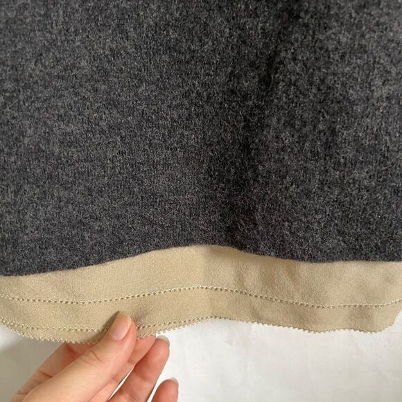 Tory Burch charcoal gray sequined wool dress with nude sheer slip lining size S - Picture 5 of 10